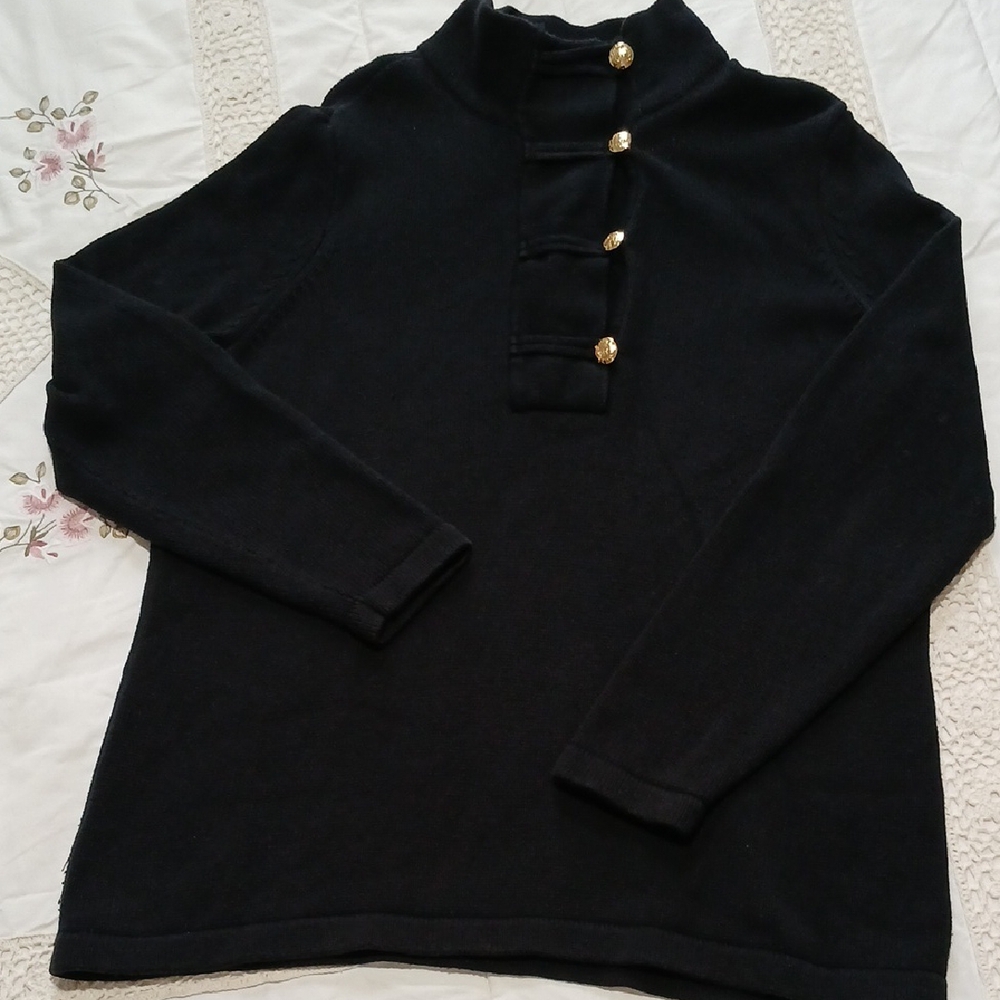 Black Sweater with Gold Accents